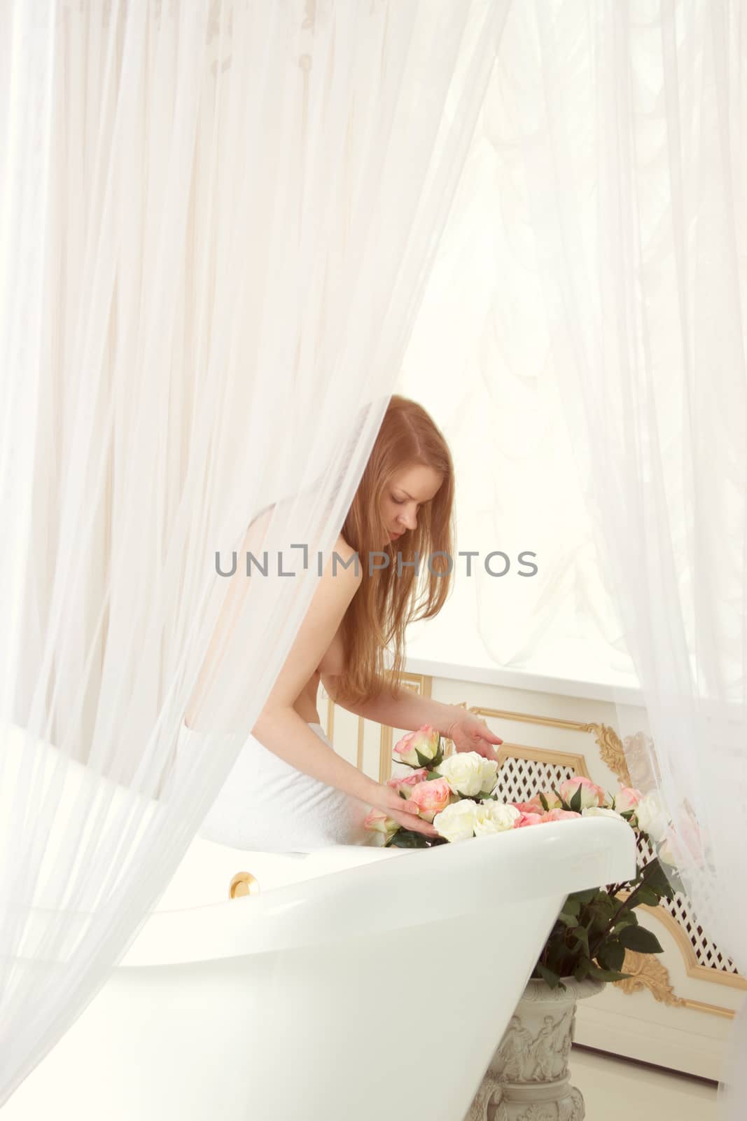Beautiful woman in the bathroom
