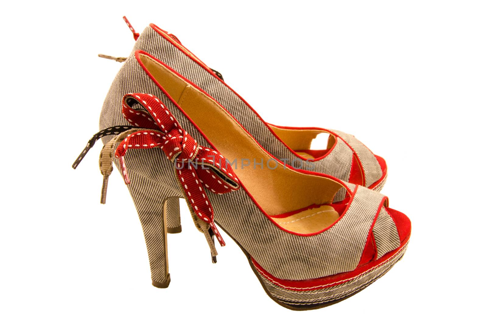 High-heeled shoes with red bow by huntz