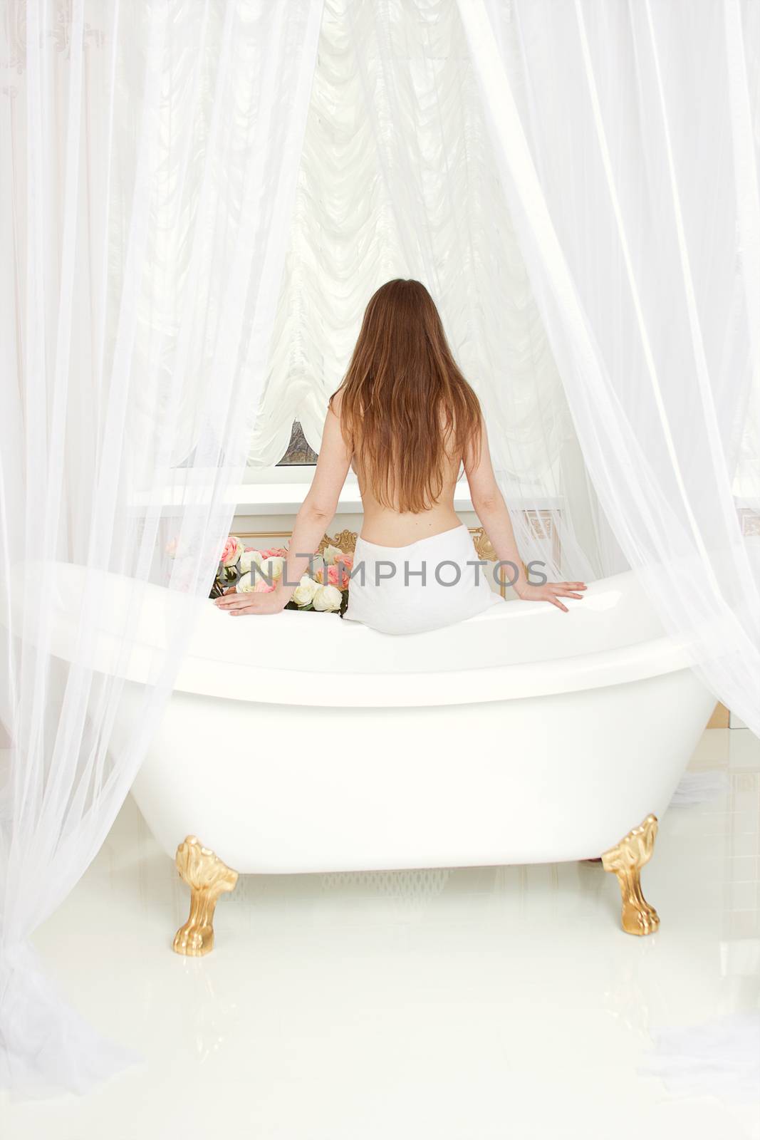 Beautiful woman in the bathroom
