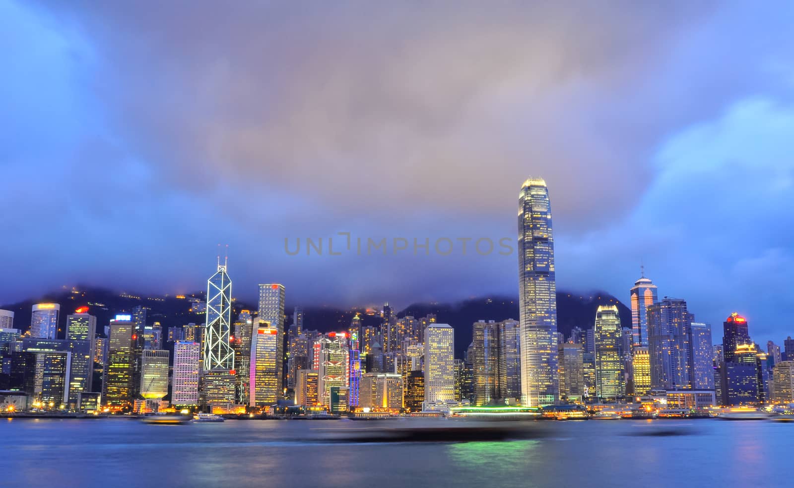 Hong Kong Skyline Island from Kowloon China.