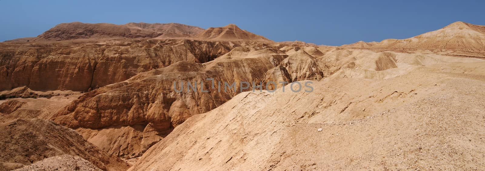 Mountains and canyon in stone desert