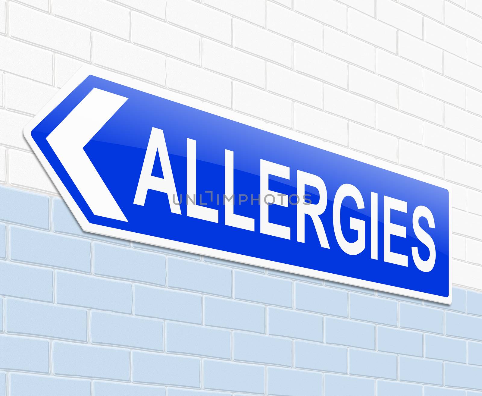 Illustration depicting a sign with an allergies concept.