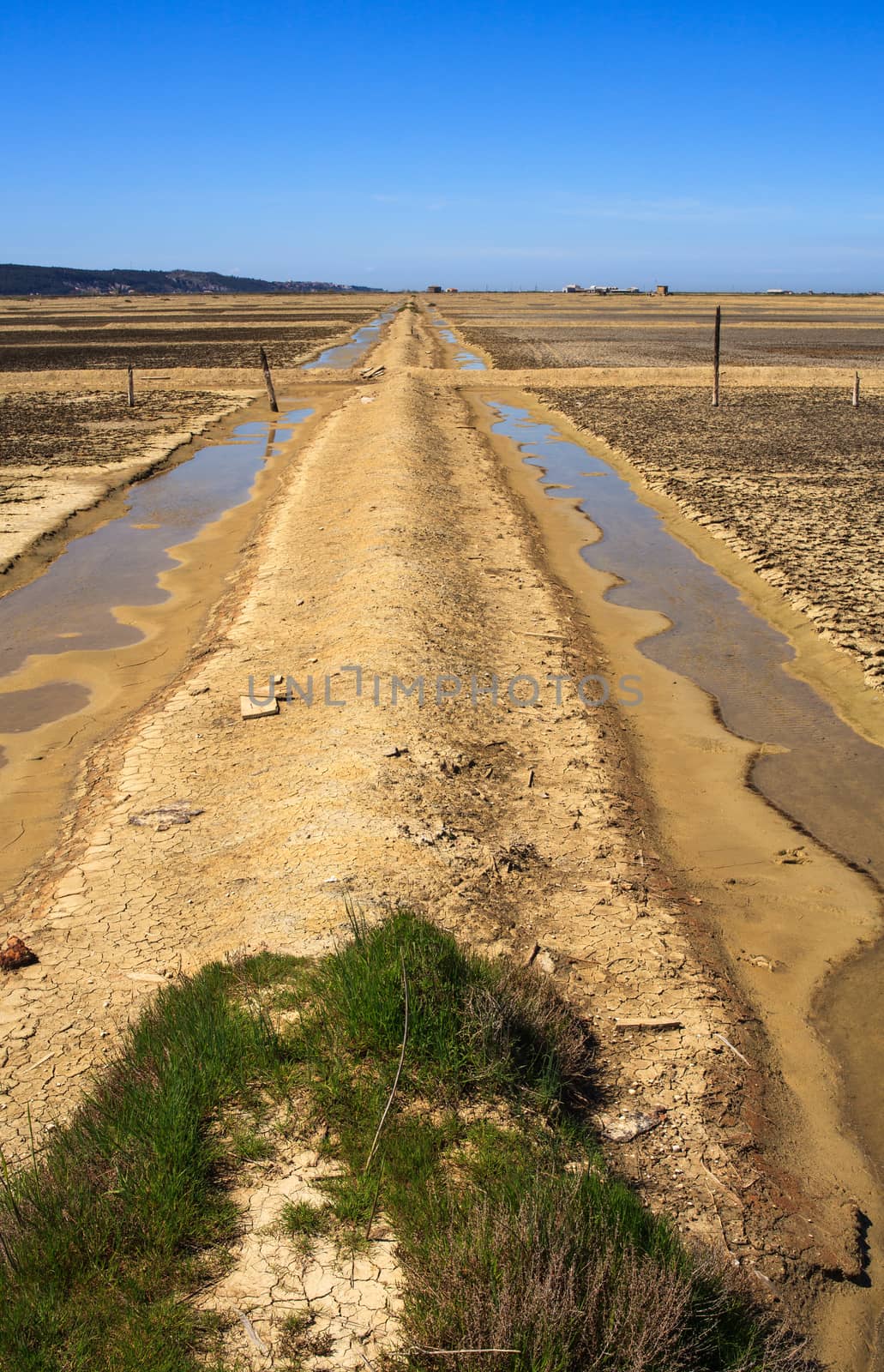 View of Salt evaporation ponds in Secovlje, Slovenia