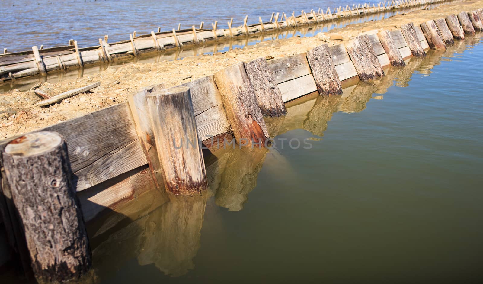 View of Salt evaporation ponds in Secovlje, Slovenia