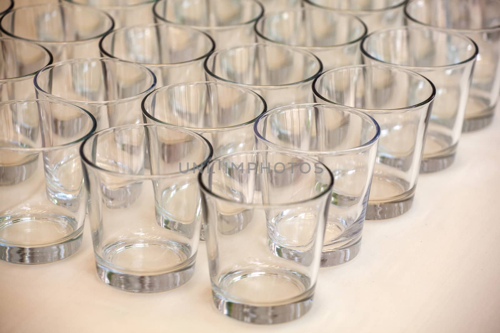 View of Many glasses on the table
