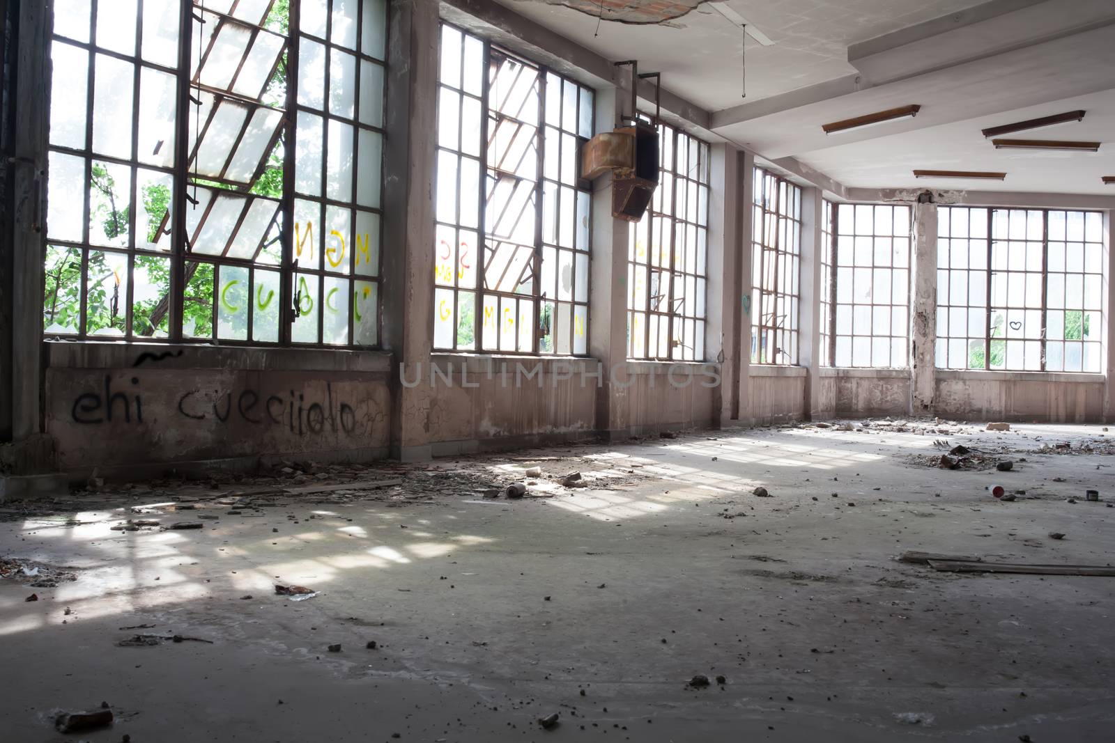 View of interior of an abandoned building
