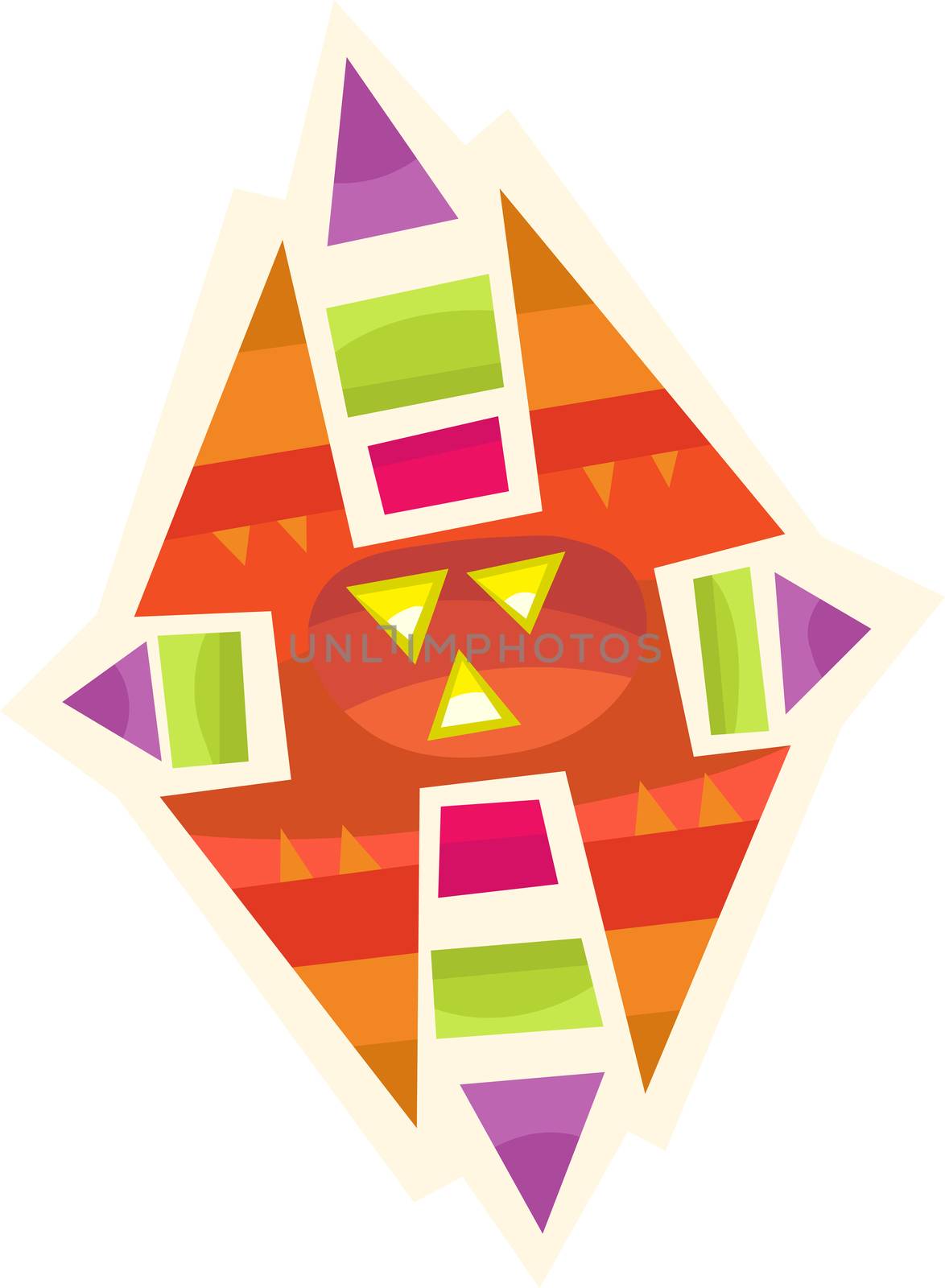 Abstract mask of triangles and bright colors