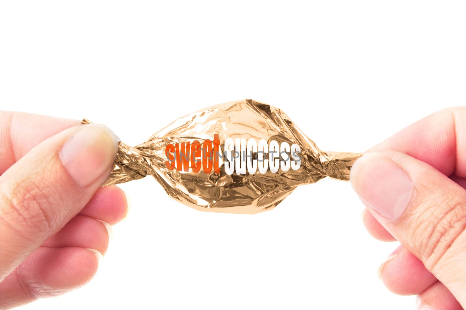 Sweet success printed on a candy wrapper