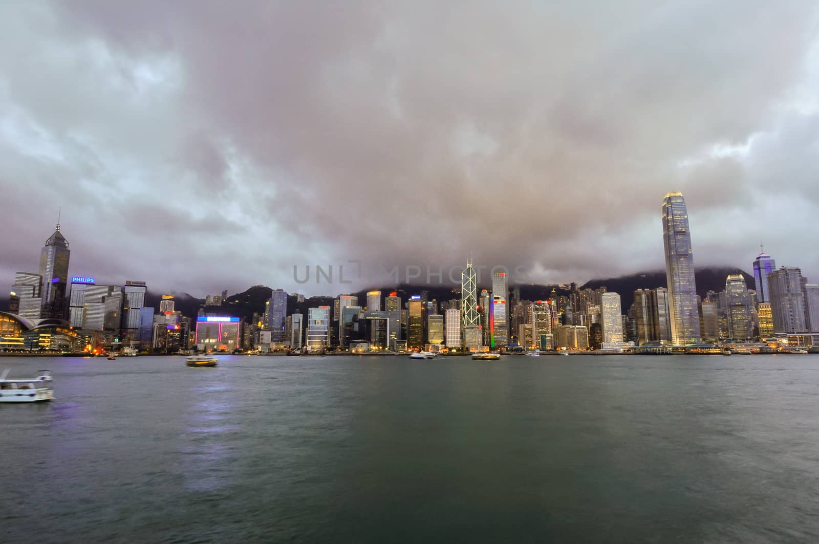 Hong Kong Skyline Island from Kowloon China.