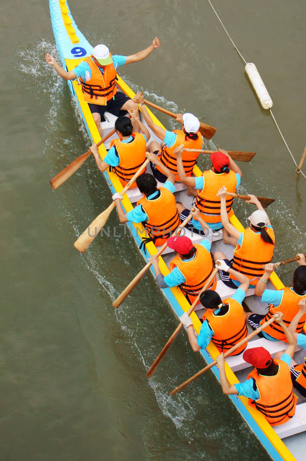 SAI GON, VIET NAM- APRIL 27: Racer in competition at boat race, Sai Gon, Viet Nam, April 27, 2013       