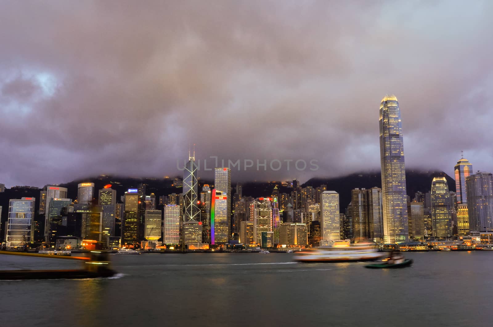 Hong Kong Skyline Island from Kowloon China.