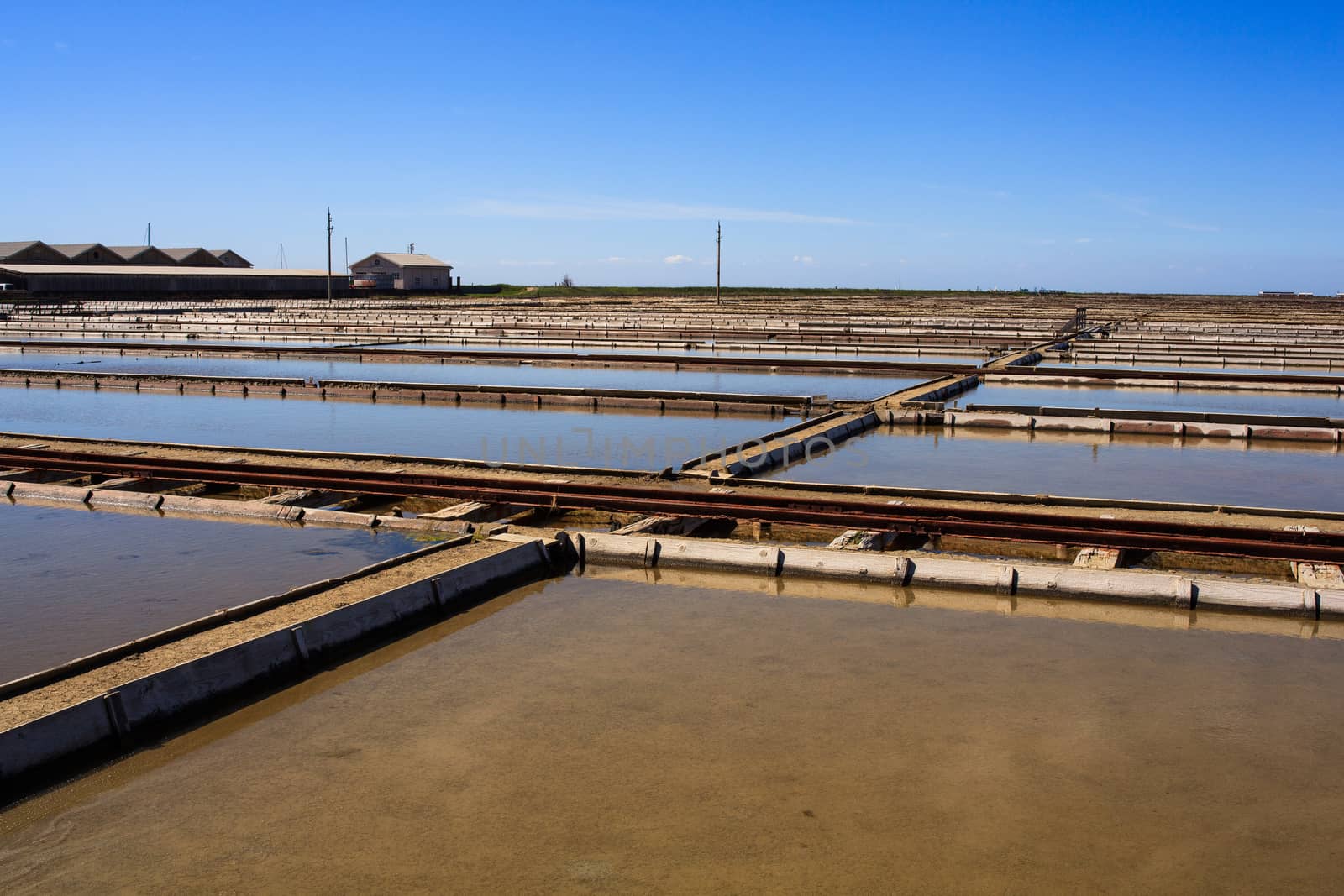 View of Salt evaporation ponds in Secovlje, Slovenia