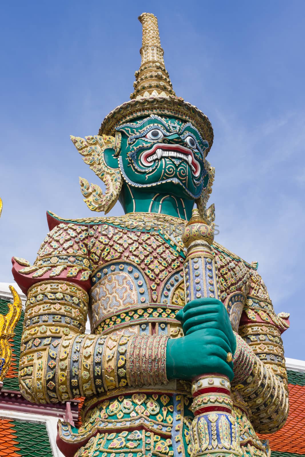 Giant statue in Wat Phra Kaew, Temple in Bangkok Thailand