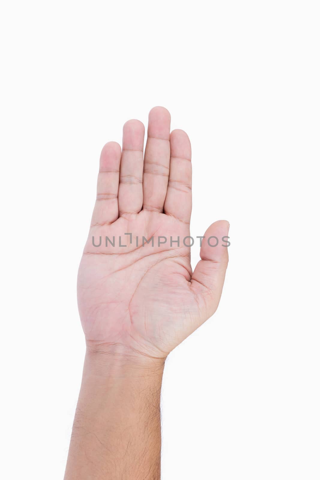 Human hand show sign accept isolated on white background