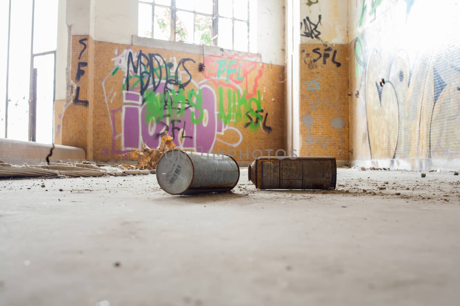 View of interior of an abandoned building
