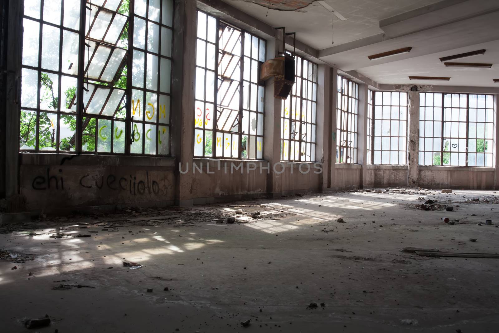 View of interior of an abandoned building
