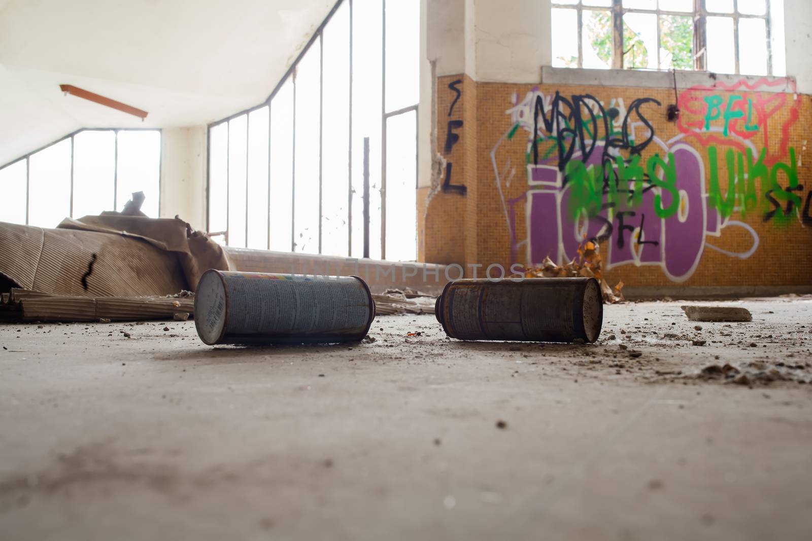 View of interior of an abandoned building