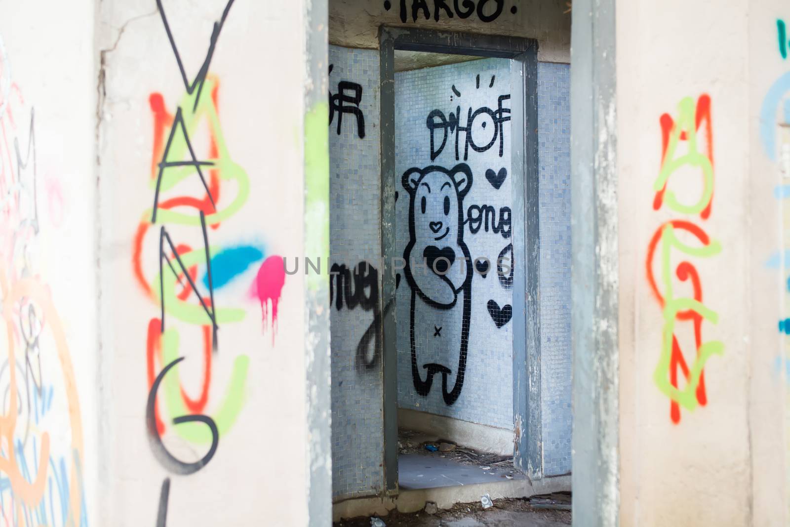 View of interior of an abandoned building