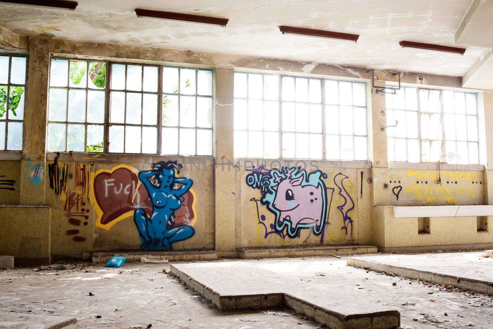 View of interior of an abandoned building