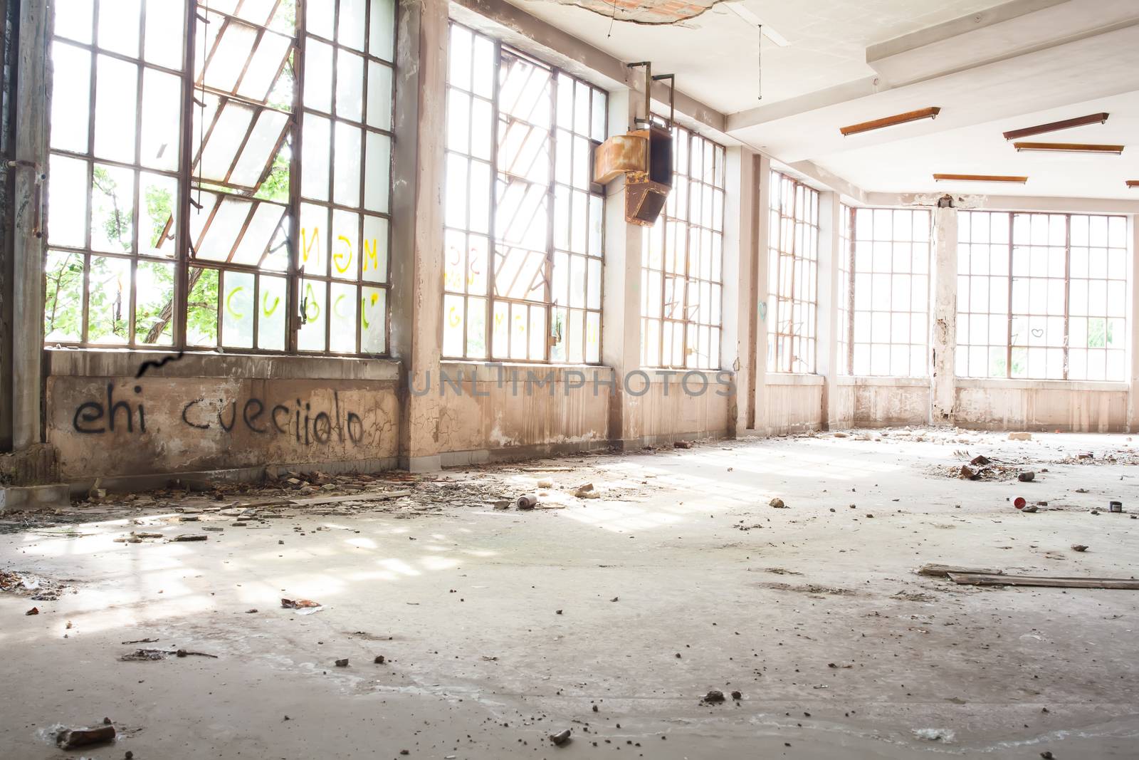 View of interior of an abandoned building