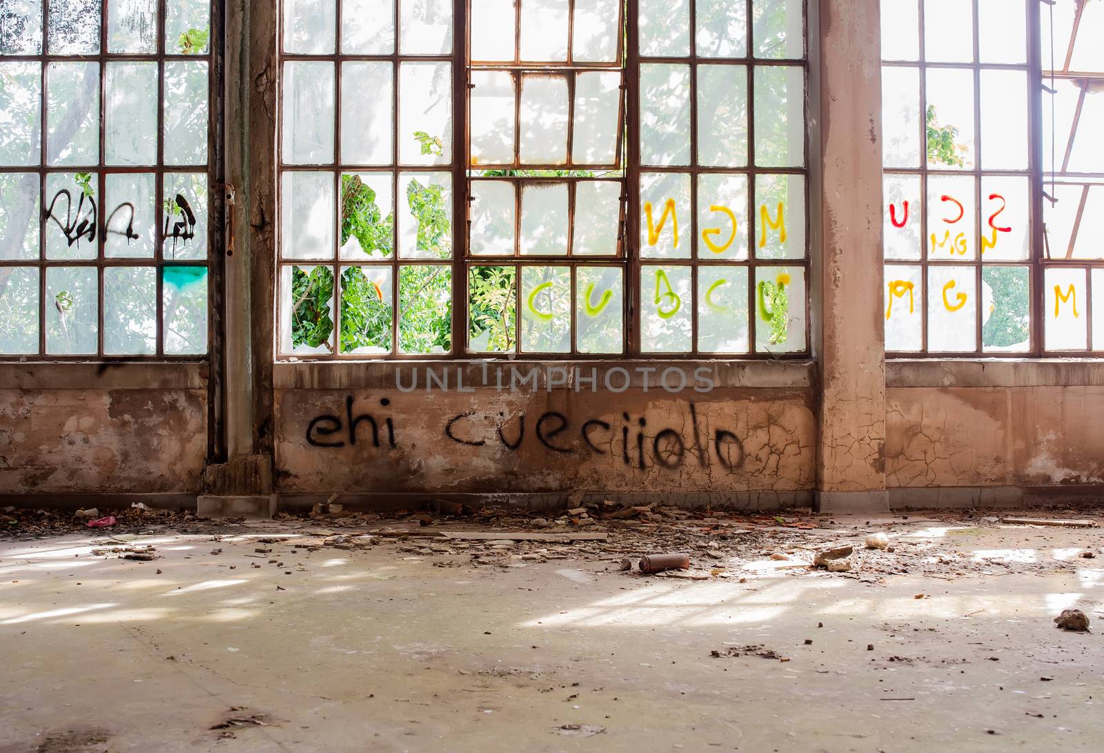 View of interior of an abandoned building