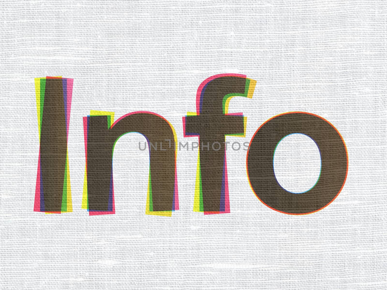 Information concept: CMYK Info on linen fabric texture background, 3d render