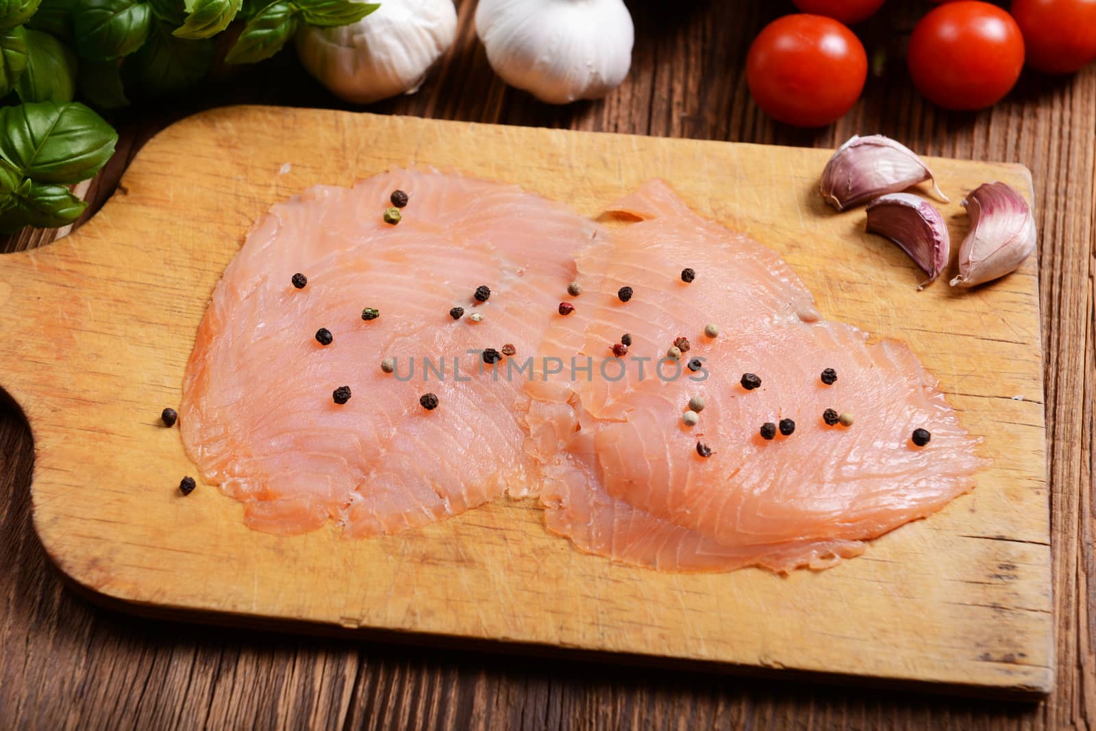 fresh slices of salmon