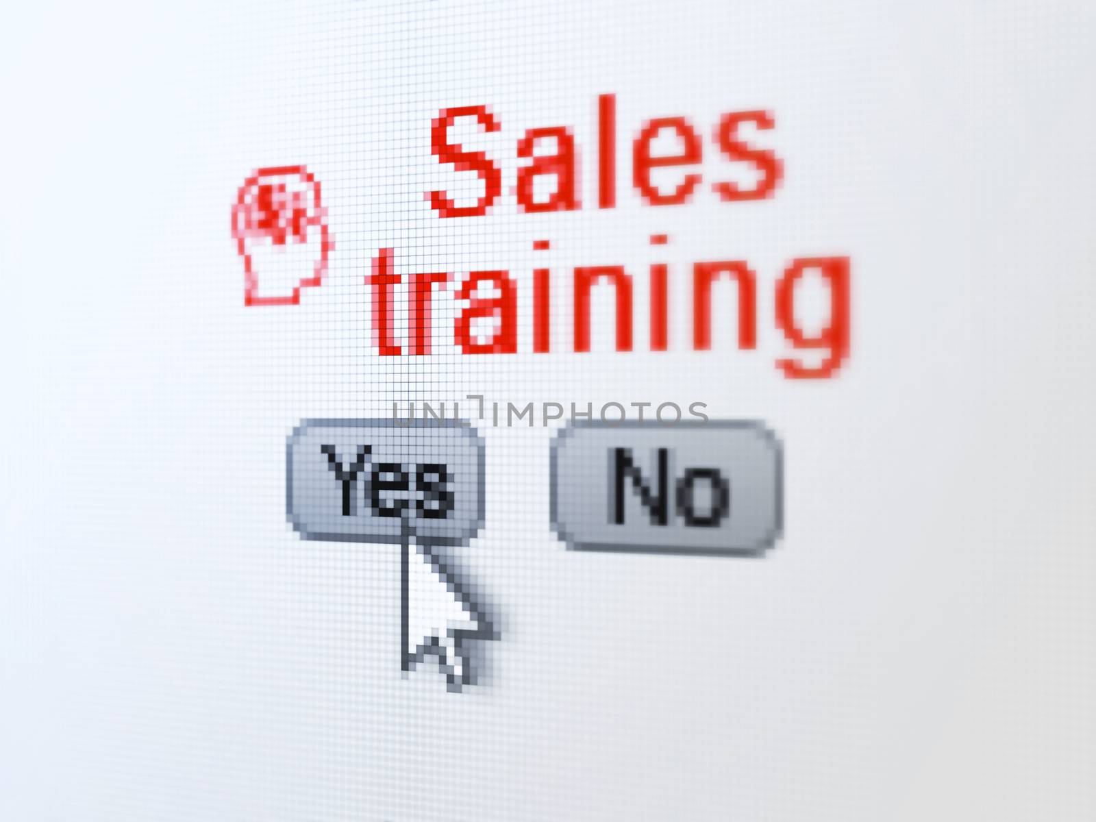 Advertising concept: Head With Finance Symbol icon and Sales Training on digital computer screen by maxkabakov