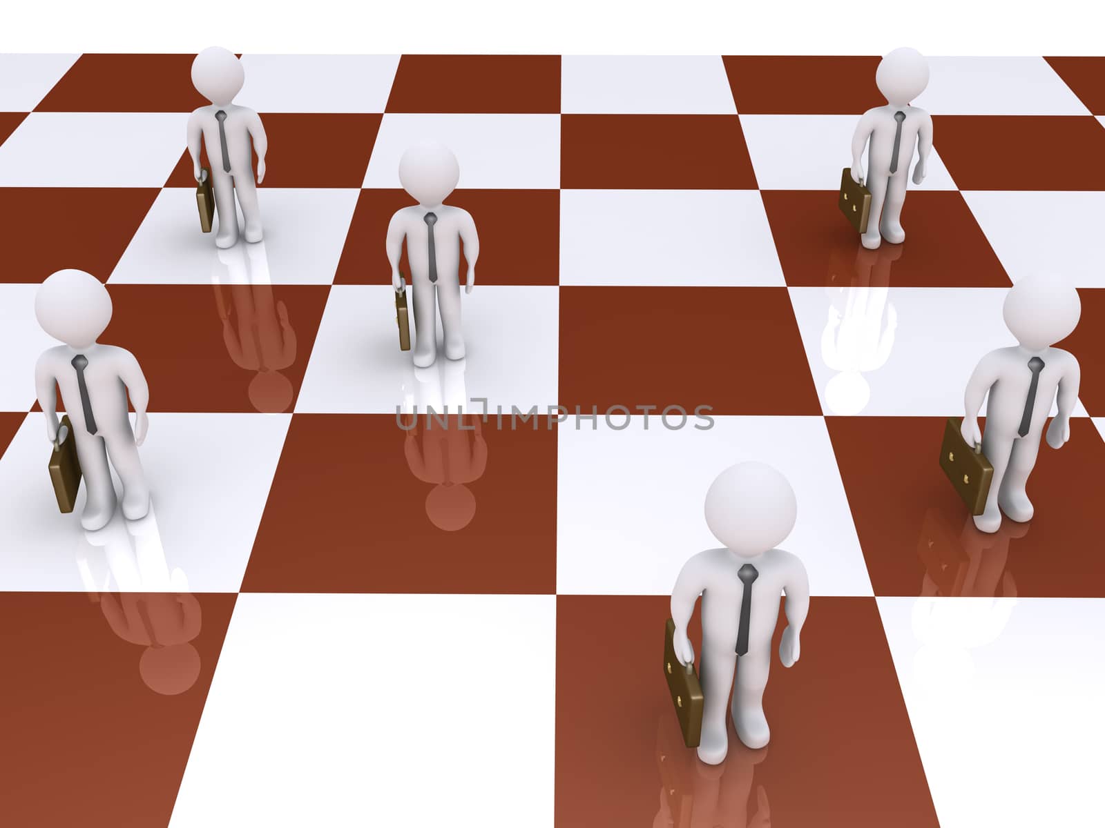 Businessmen as pawns on chessboard by 6kor3dos