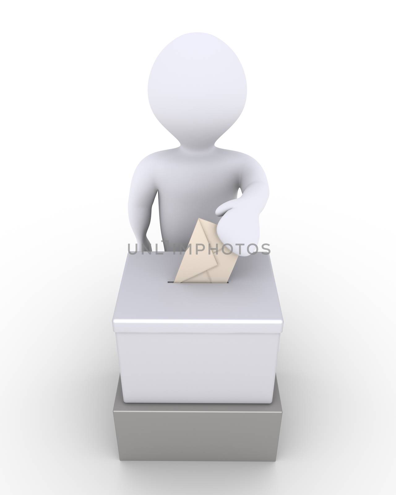 3d person is inserting an envelope to a ballot box