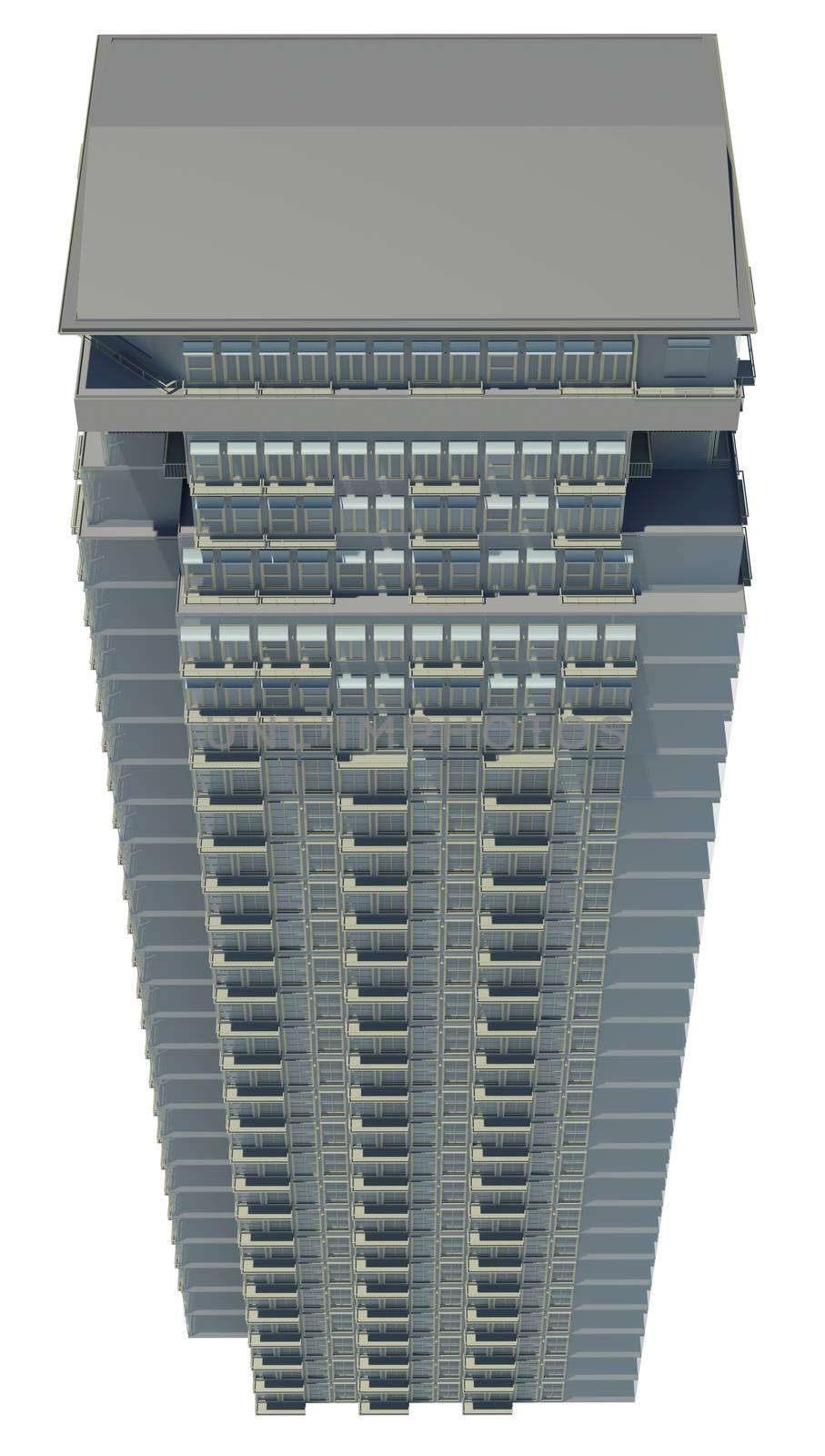 Highly detailed building. Isolated render on a white background