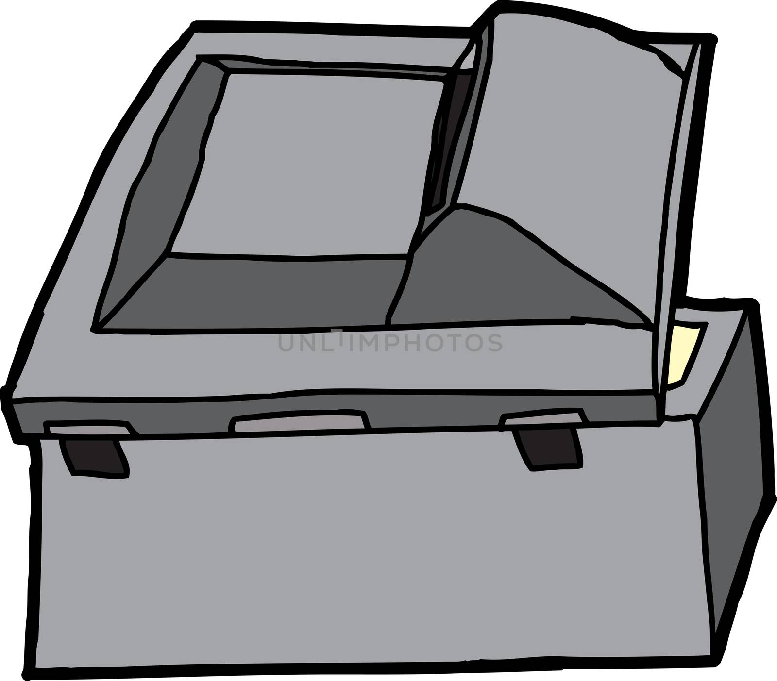 Rear of open black multifunction copy machine