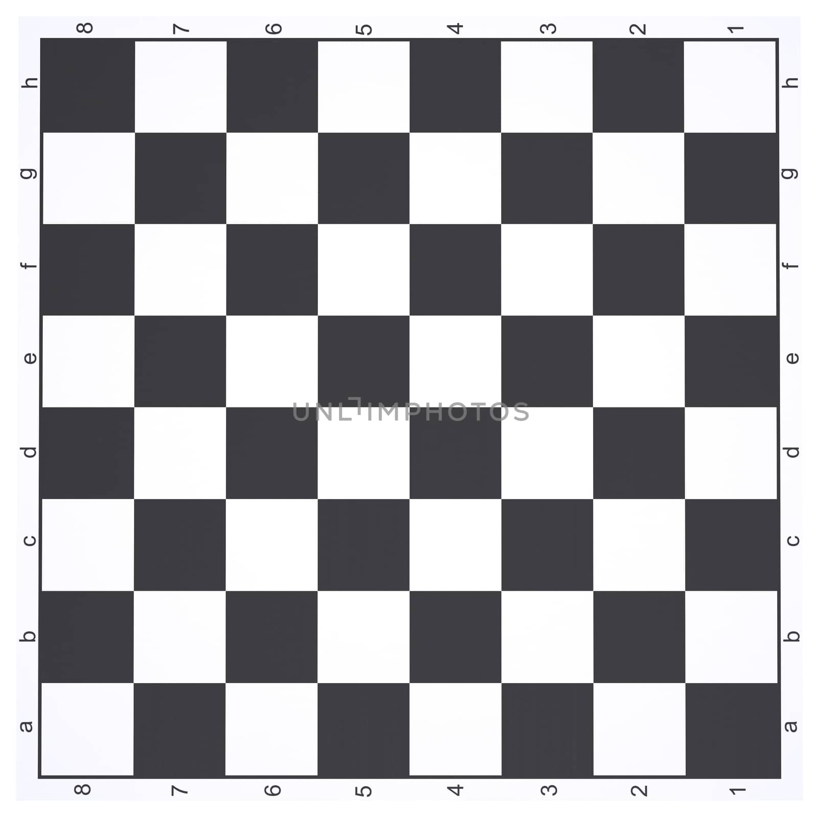 Empty chessboard. Render on a white background