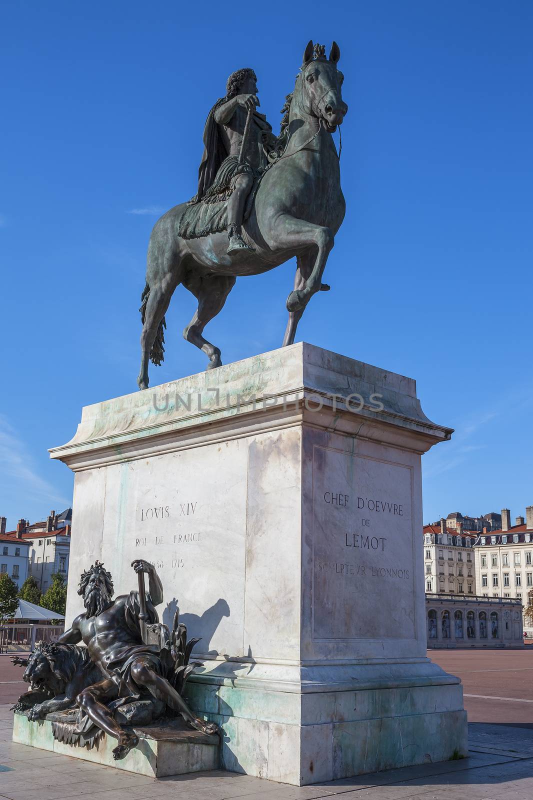 Famous statue of Louis XIV, Place Bellecour in Lyon, France 
