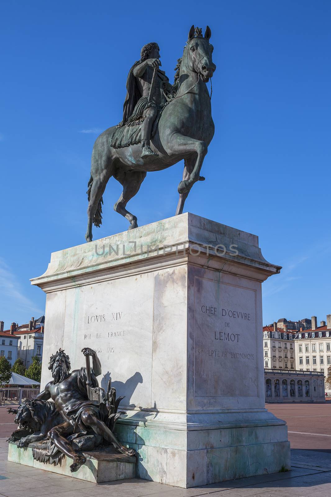 Famous statue of Louis XIV, Place Bellecour in Lyon, France 