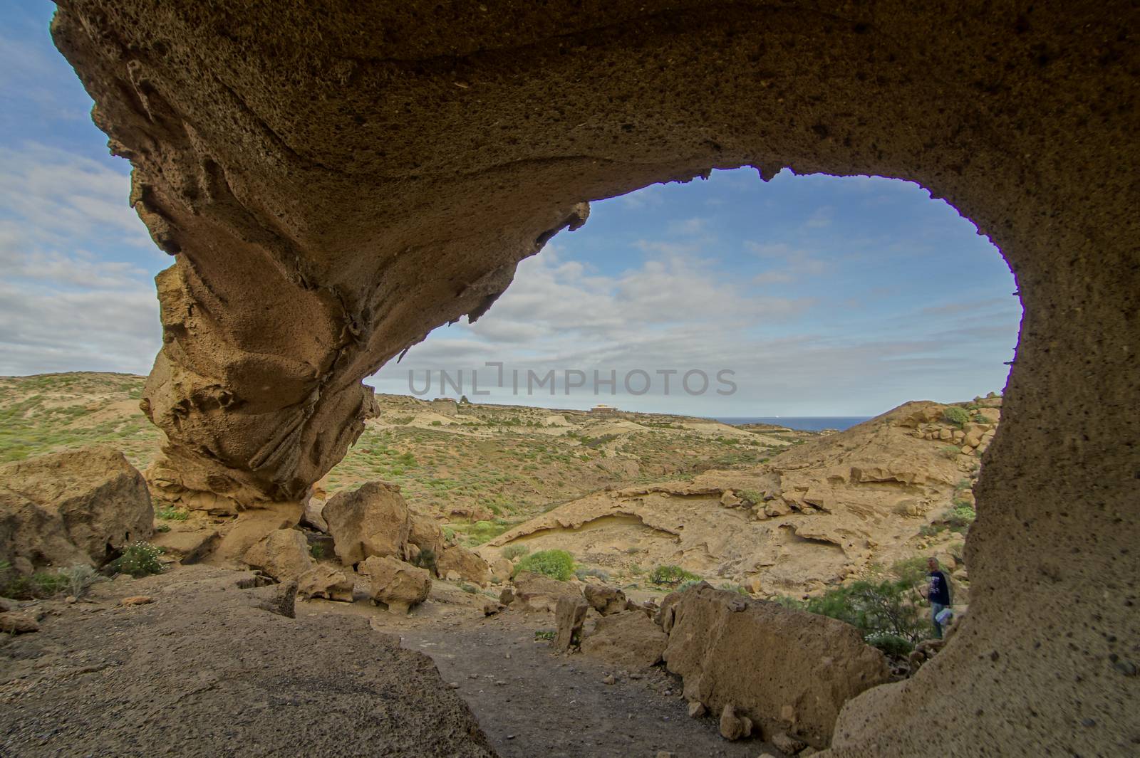 Volcanic Formation Natural Arch in the Desert Tenerife Canary Islands Spain