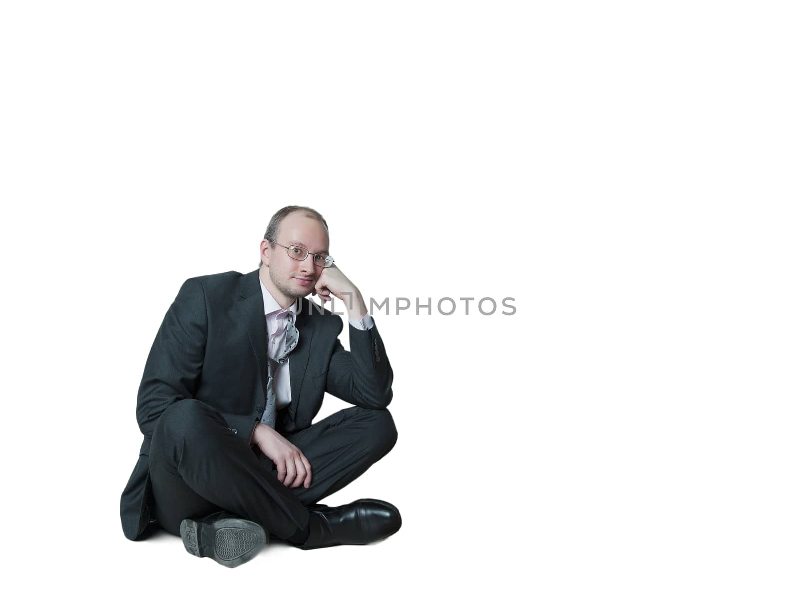 man in glasses and tie isolated on white background