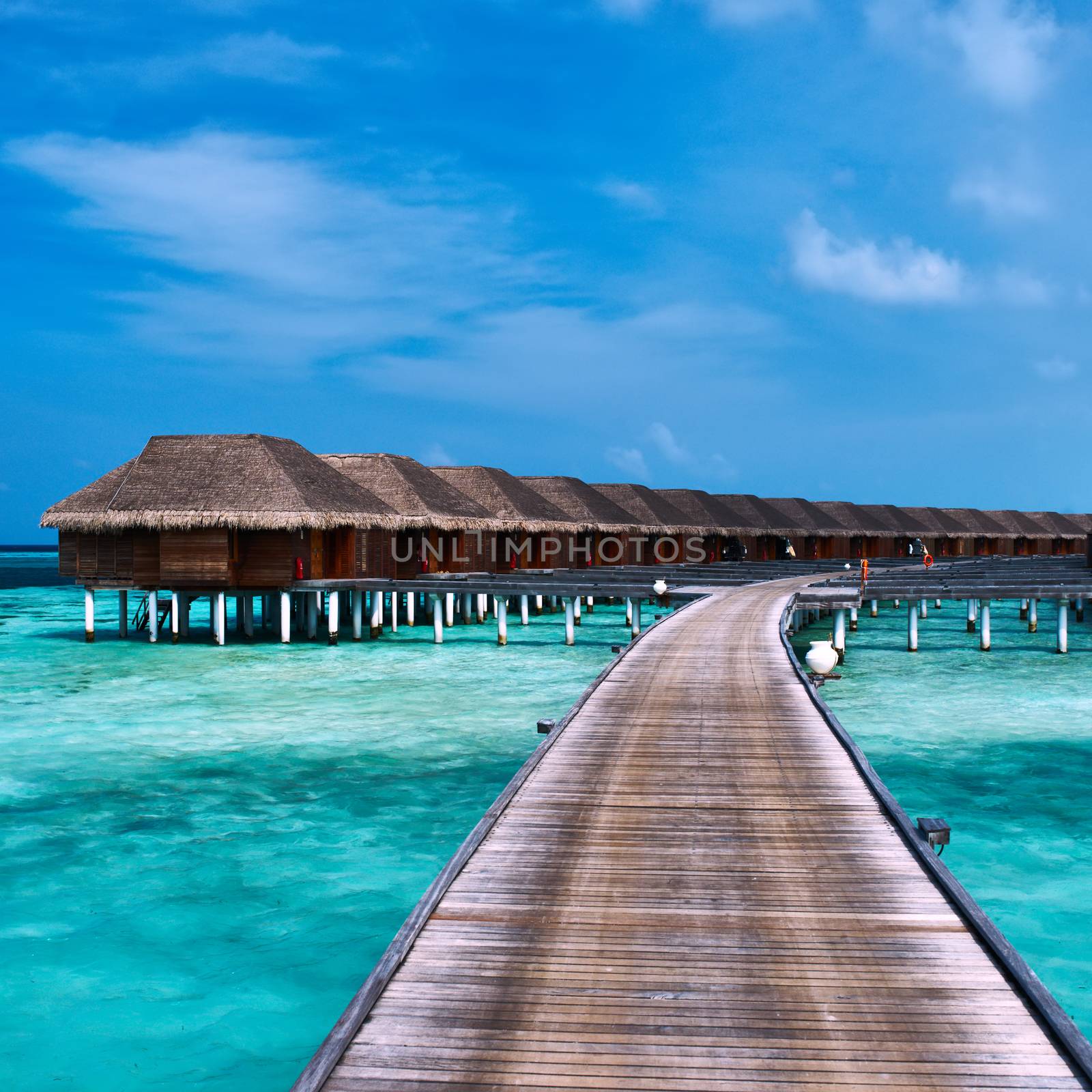 Beautiful beach with water bungalows by haveseen