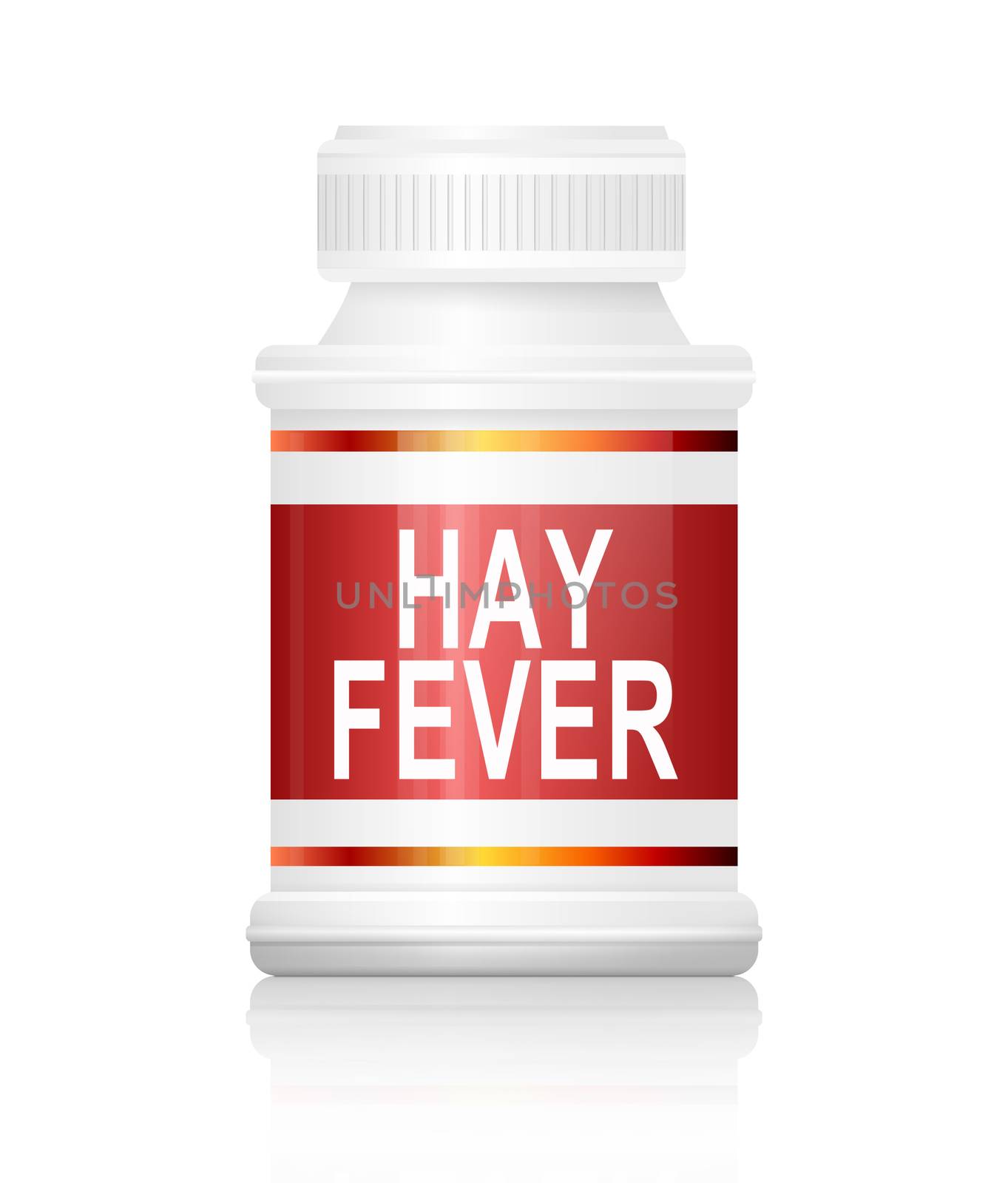 Illustration depicting a medication container with a Hay fever concept.
