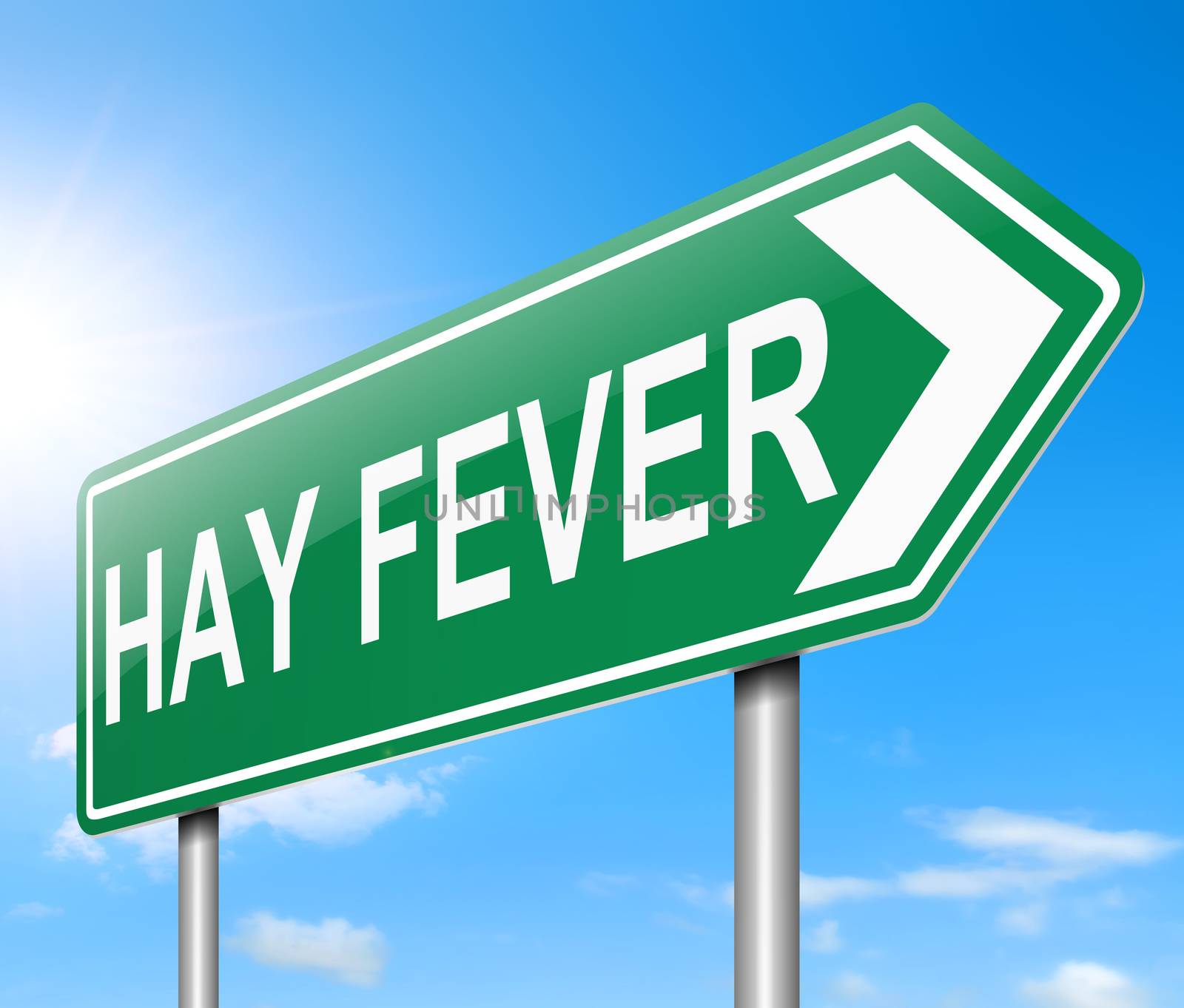 Illustration depicting a sign with a Hay fever concept.