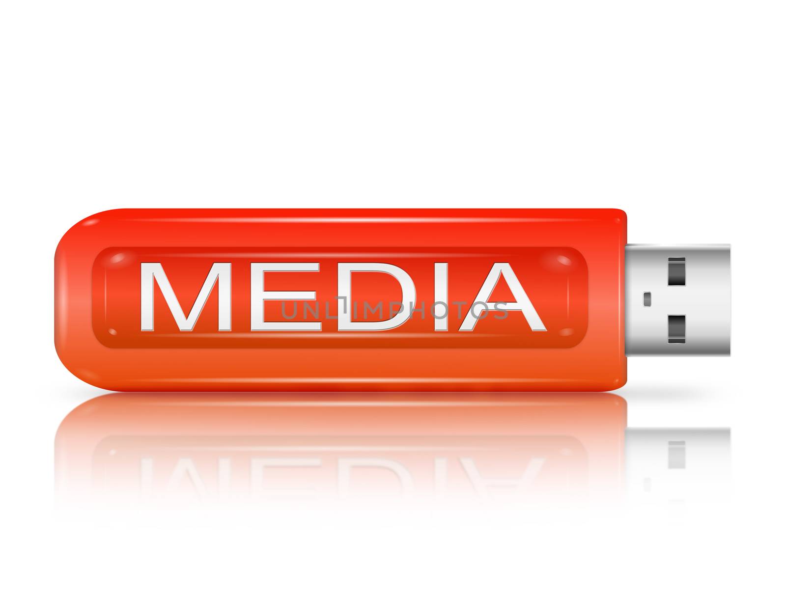 Illustration depicting a usb flash drive with a media concept.