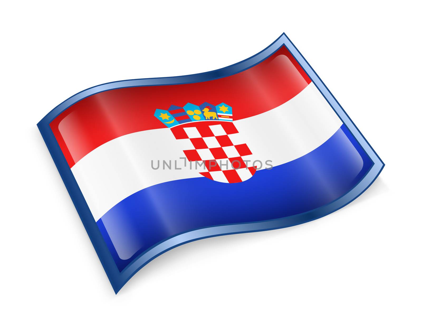 Croatia Flag Icon, isolated on white background.