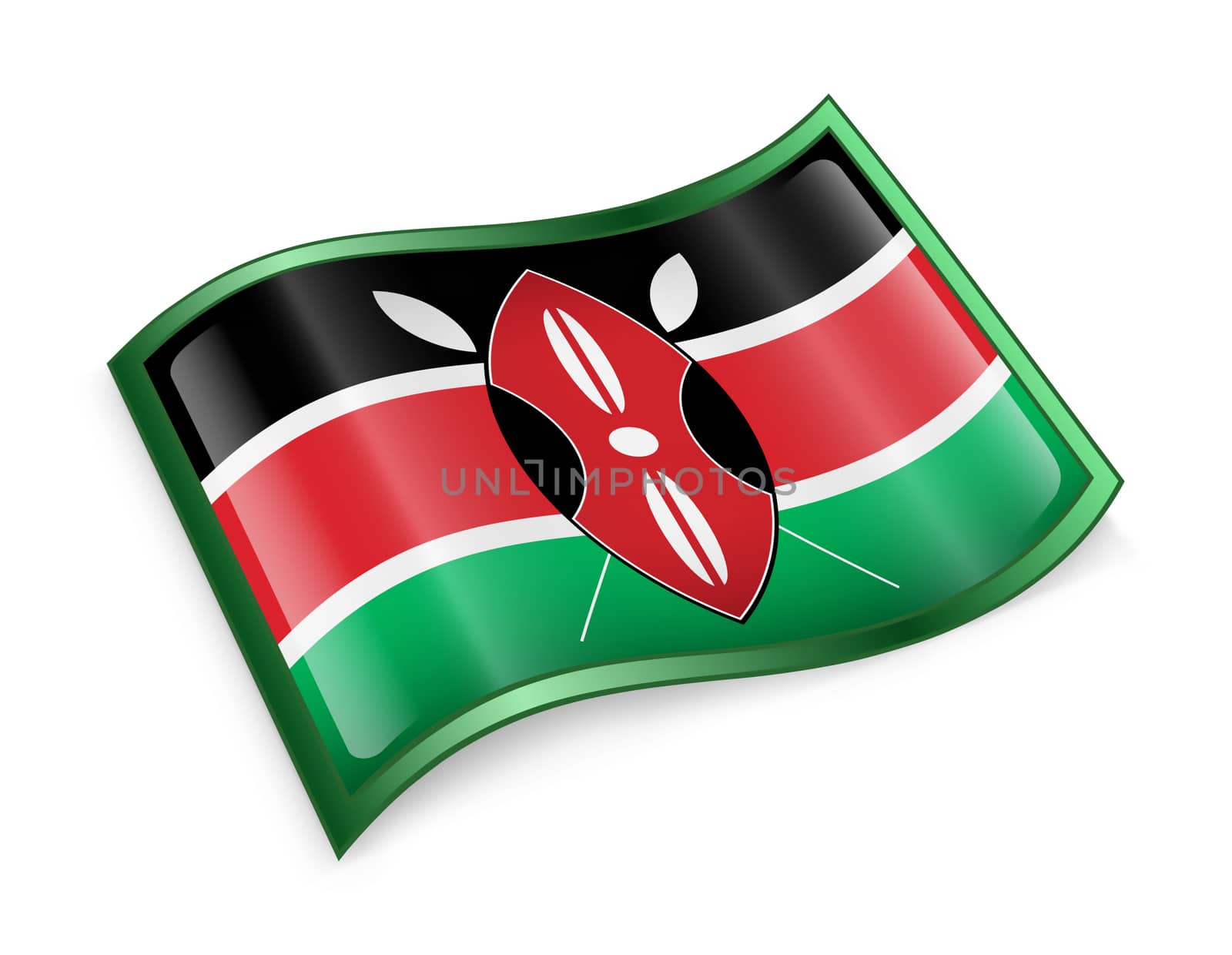 Kenya Flag Icon, isolated on white background.