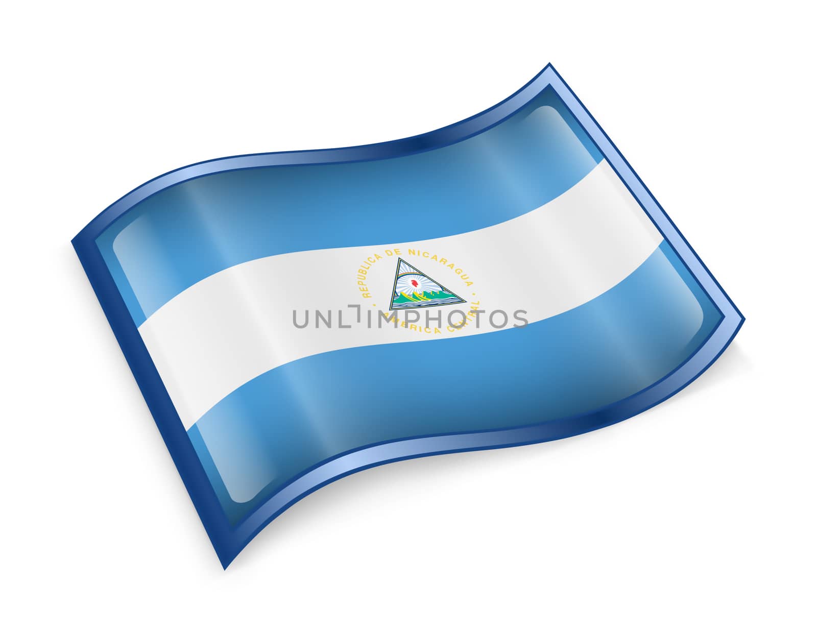 Nicaragua Flag Icon, isolated on white background.