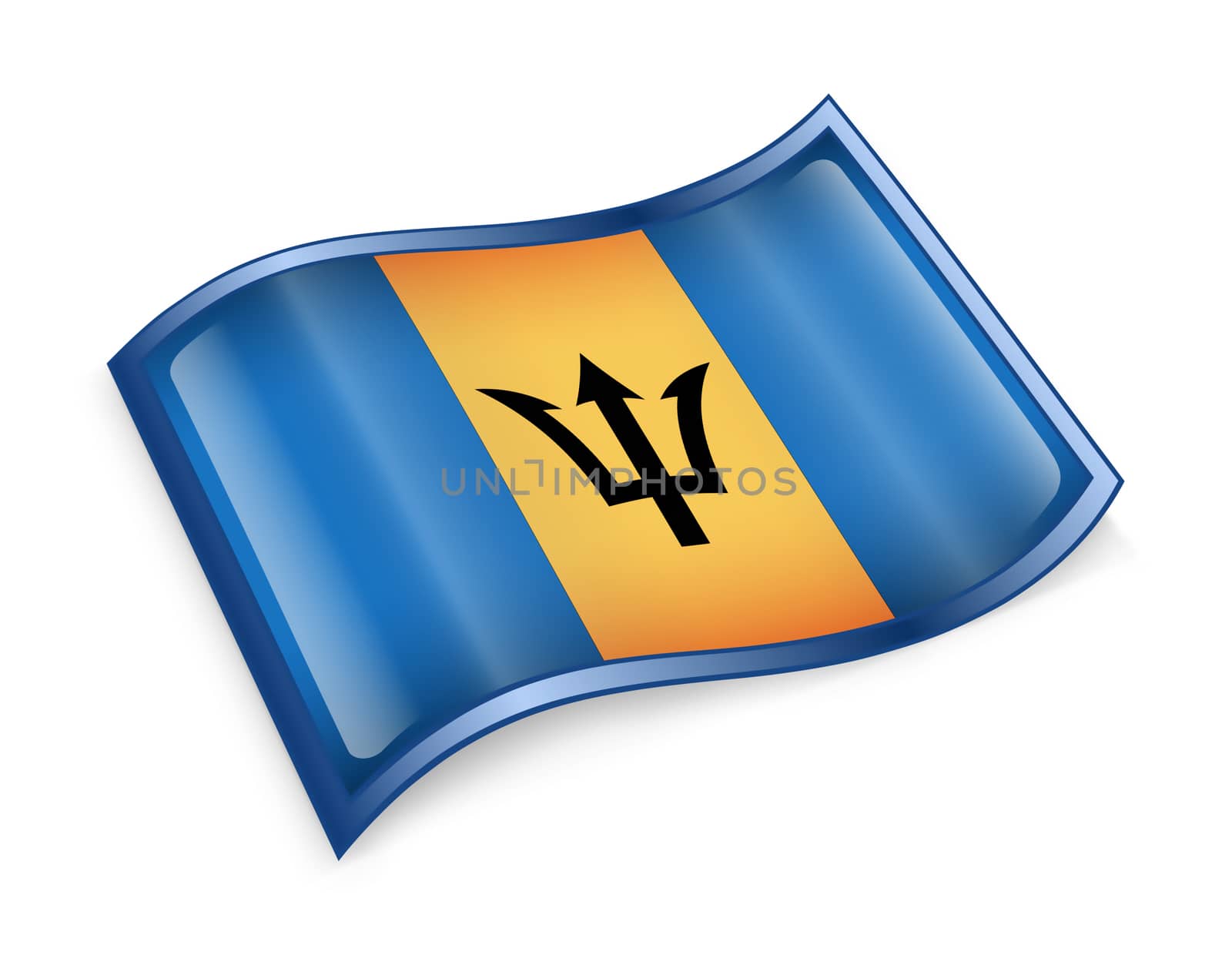 Barbados Flag Icon, isolated on white background.