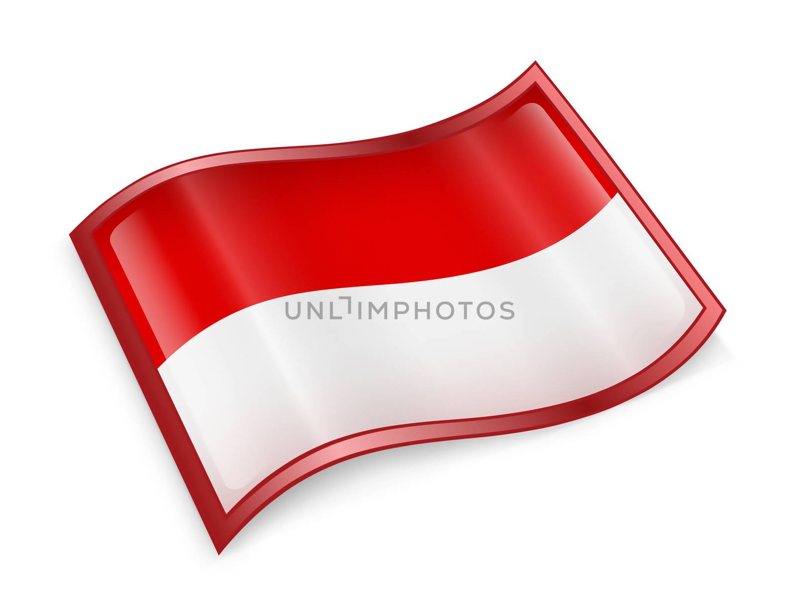 Indonesia Flag Icon, isolated on white background.