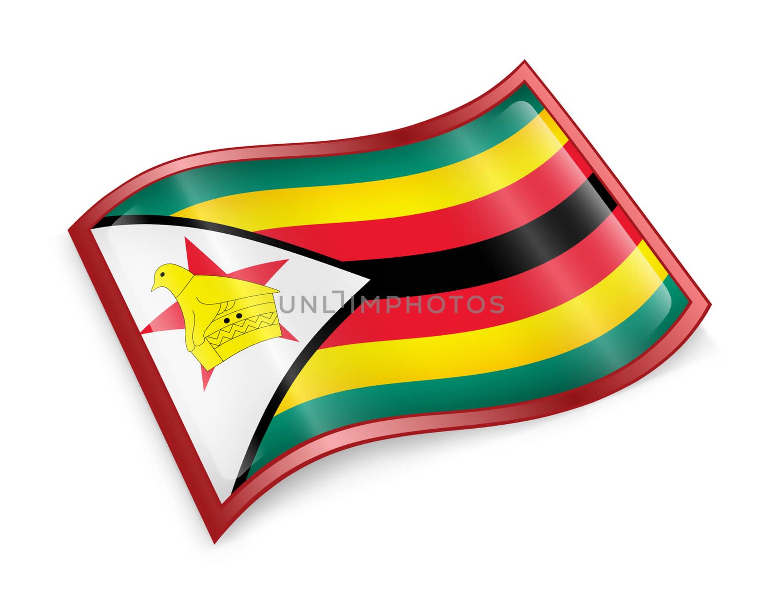 Zimbabwe Flag Icon, isolated on white background. by zeffss