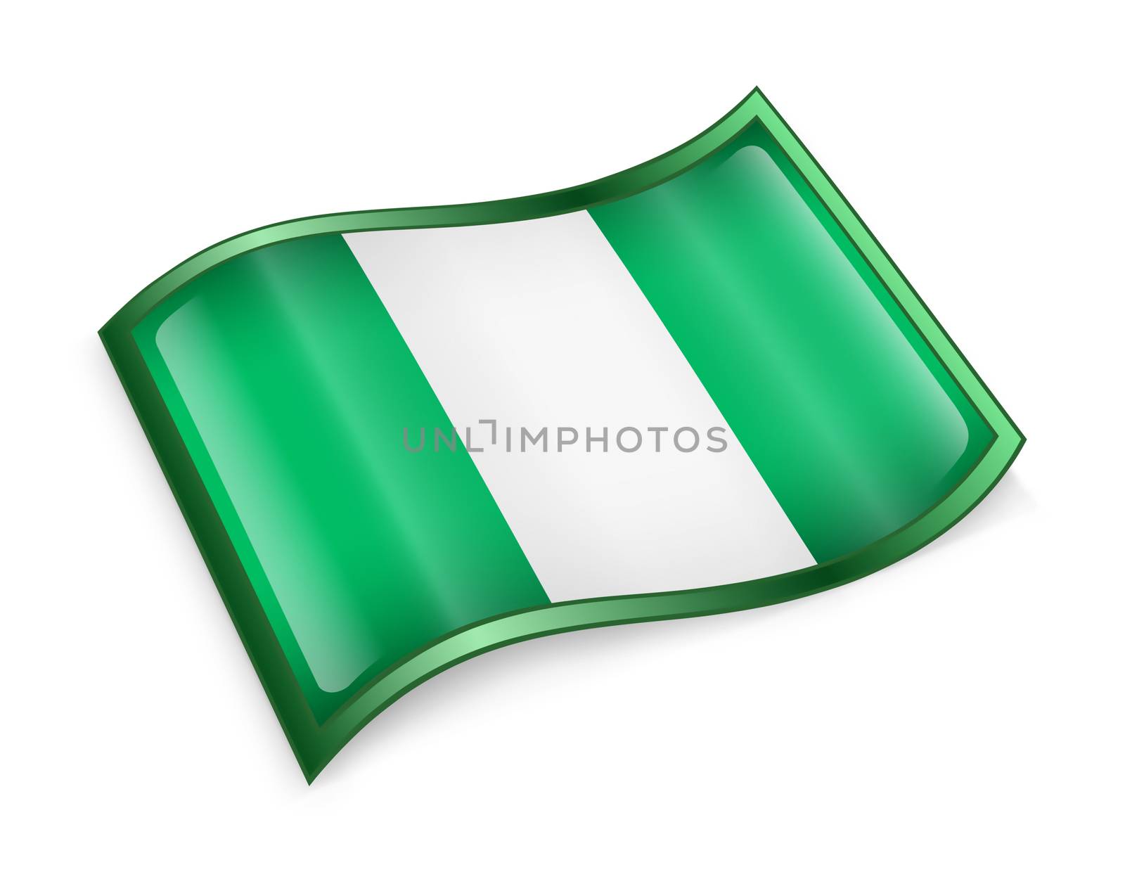 Nigeria Flag Icon, isolated on white background.