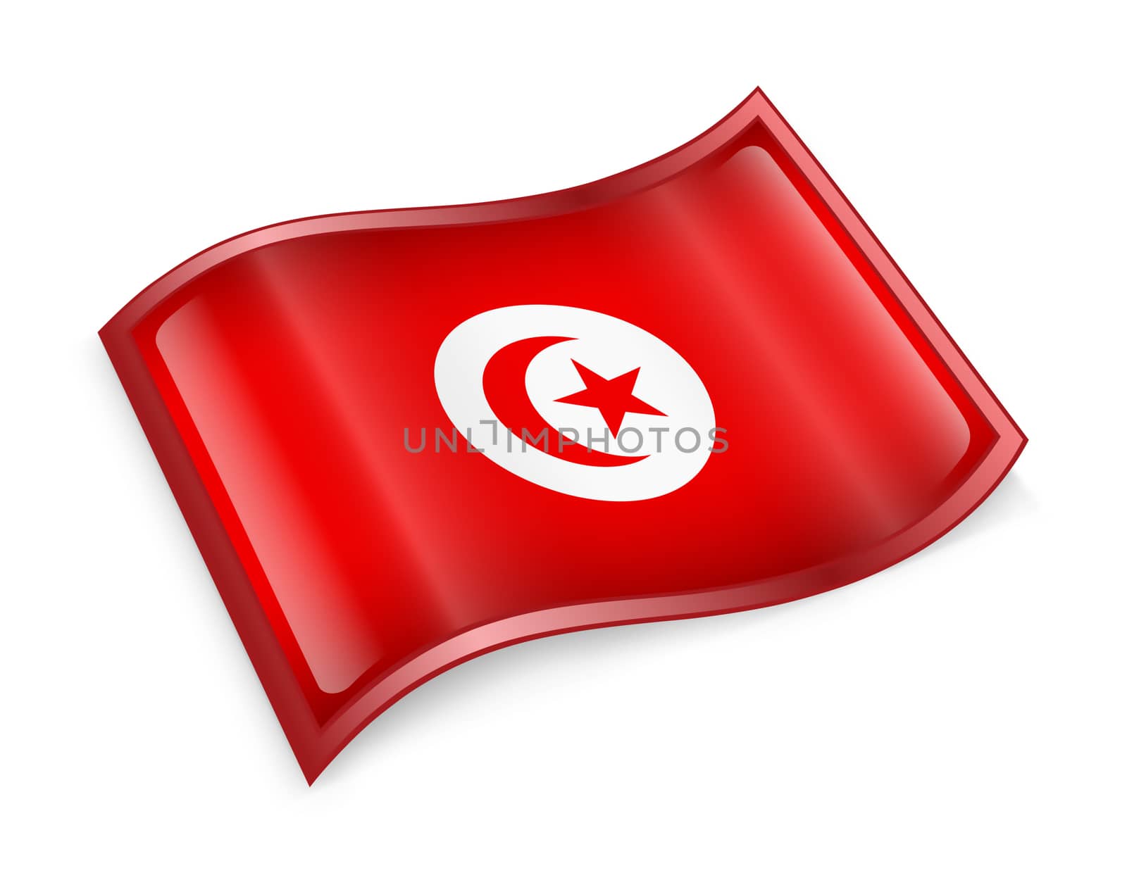 Tunisia Flag icon, isolated on white background.