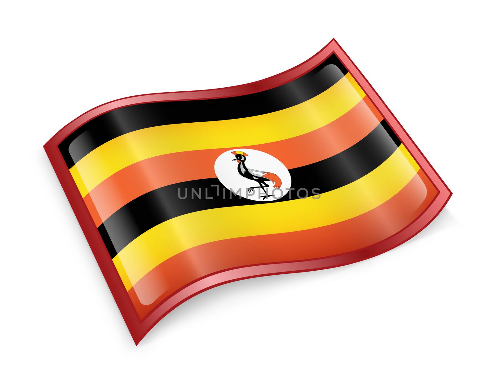 Uganda Flag icon, isolated on white background. by zeffss
